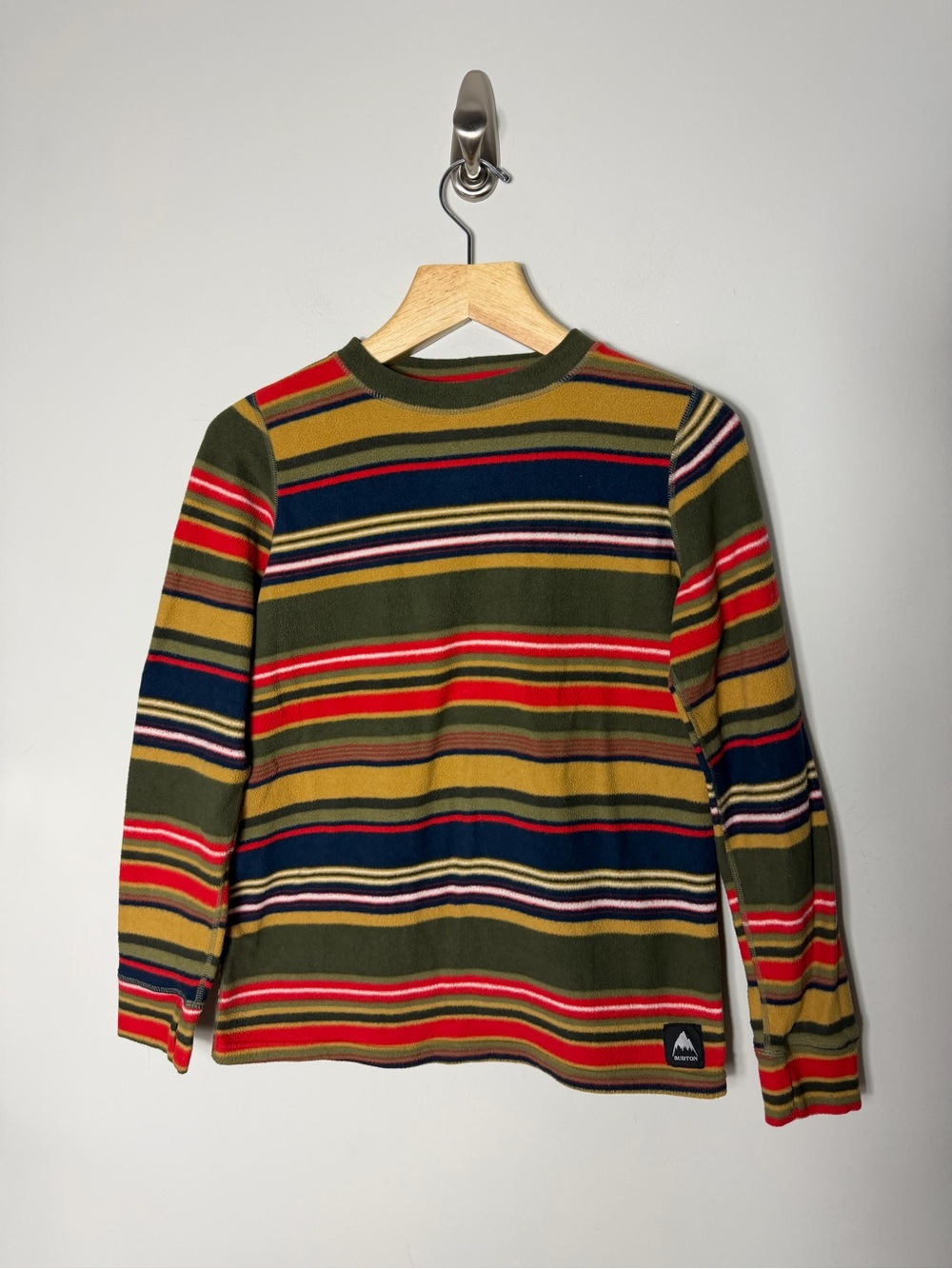 Burton Polar Fleece Crewneck Long Sleeve Striped Pullover XS *M - Picture 2 of 9